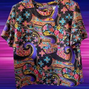 Psychedelic Vintage Shirt Sara Stephen blouse size M.